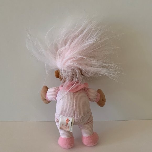 Vintage Russ Troll Doll - Baby w/ Pink Hair & Clothes - Plastic - Picture 3 of 11